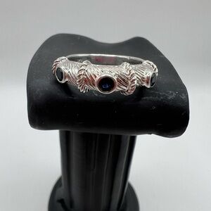 Judith Ripka Sterling Silver Ring with Navy Blue Topaz Size 7.75